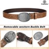 TRIWORKS Western Leather Buckle Belt for Men Women Cowboy Cowgirl