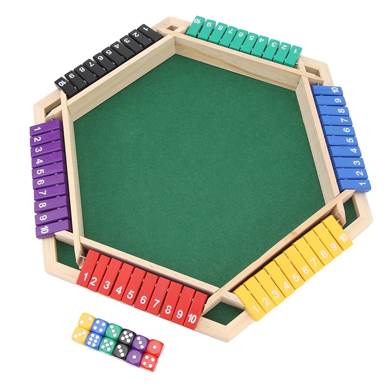Shut The Box Dice Game 6 Player 6 Color Sided