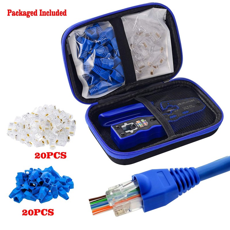 RJ45 Crimp Tool for Cat5e Cat6 Cat6a Pass Thrugh Connectors