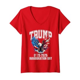 Womens TRUMP Inauguration 2025 President 75th Ceremony Souiveneer V-Neck T-Shirt