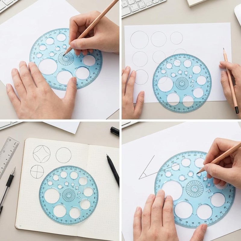 Circle Stencil Template, Hollow Drawing Templates for Painting, Drafting, and
