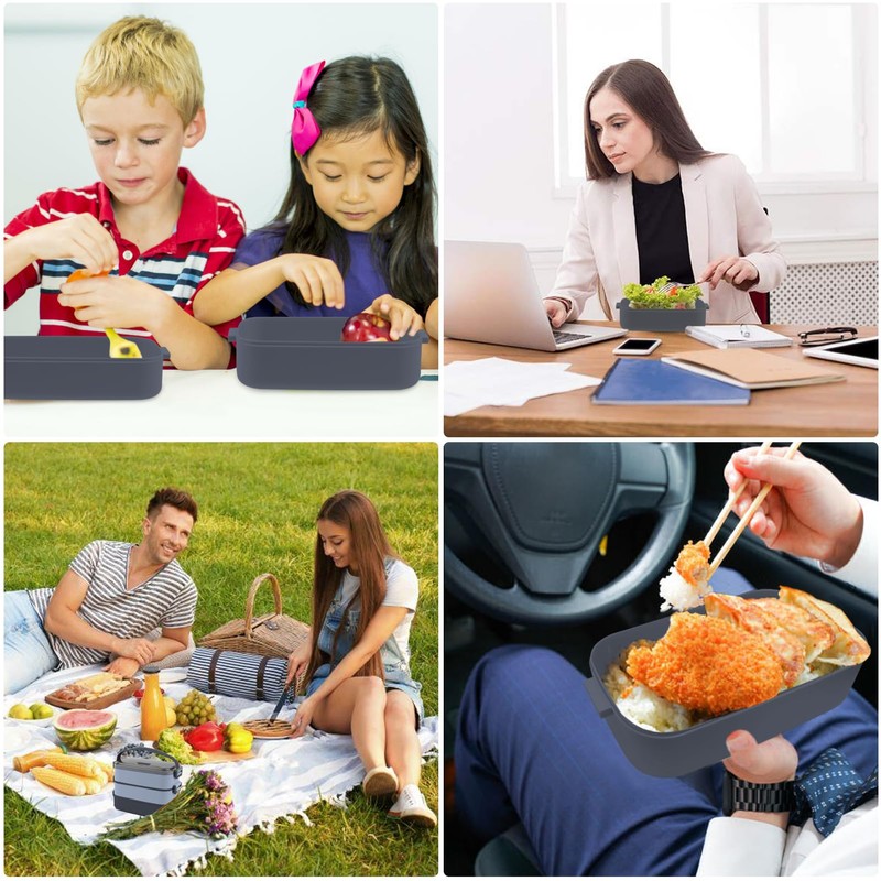 OITUGG 3 Layer Lunch Box Adults - 2200ml Multi Compartment