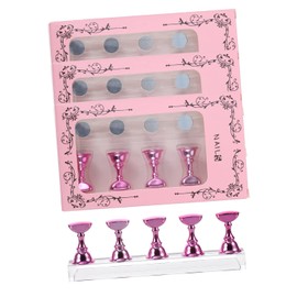 Soporte Magnético para Entrenamiento de Uñas Base de Plástico Rosa, 20 Piezas en 4 Sets, Adecuado para Escuela de Arte y Exhibición de Uñas