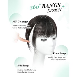 Clip in Bangs Bangs Hair Clip Fake Bangs Clip In Bangs Real Human Hair Hairpieces Ombre Blonde 360° Cover Clip on Bangs for Women Fringe with Temples Wispy Bangs Clip In Hair Extensions French Bangs