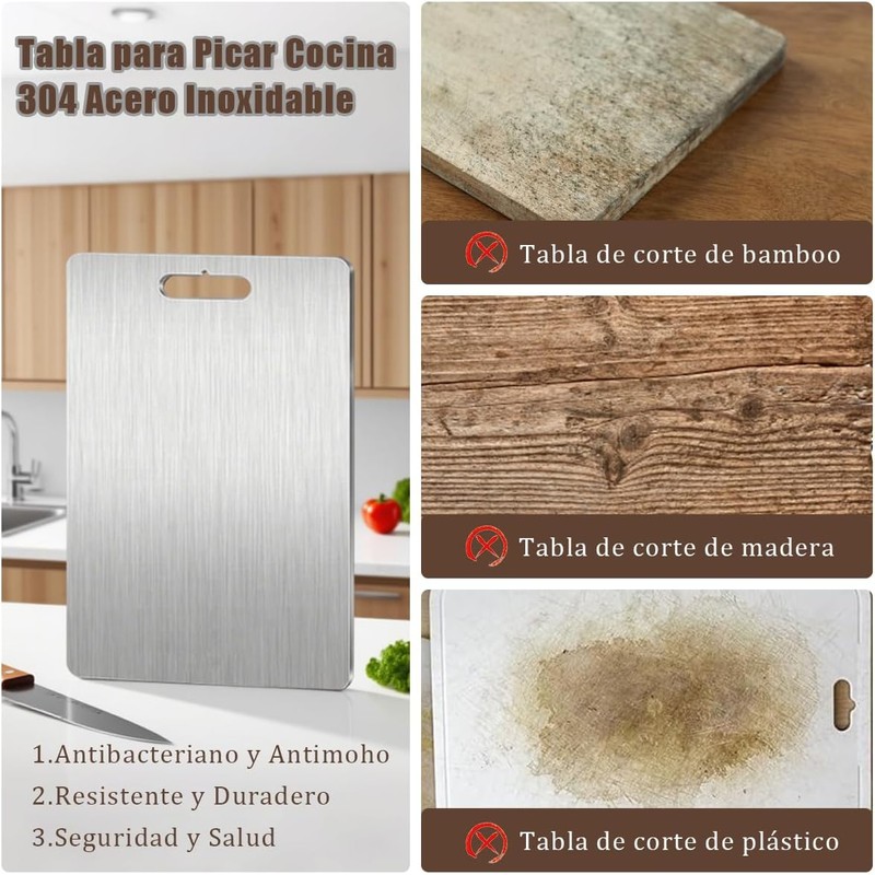 Tablas de cortar acero inoxidable 304 – Juego 3 tamaños