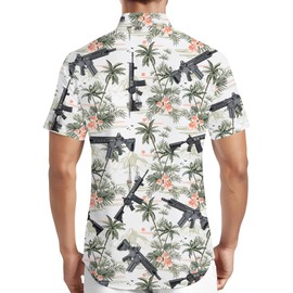 HIVICHI Funny Tactical Hawaiian Shirt for Men Novelty Crazy Gun Button Down Shirts, X-Large, Mhws-035427