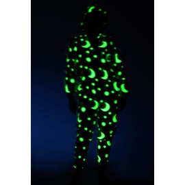 Camille Childrens Super Soft Fleece Onesie - Glow In The Dark Hooded All In One - Long Sleeved and Full Length with Elasticated Cuffs and Ankles Pink 12-14 Years