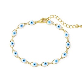 cmoonry 14K Gold Plated Evil Eye Bracelet For Women Lucky Jewelry Turkish Blue Eye Chain Bracelets Birthday Gift