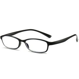 ANRRI Classic Oval Blue Light Blocking Reading Glasses for Women and Men Small Lightweight Black Frame No-Pressure on Nose +1.50 Magnification