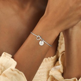 Turandoss Bracelets for Women - Knot Bracelet for Women, Dainty Silver Bracelet for Women, Initial Bracelet, Silver Plated Bracelet for Women, Letter K Bracelet, Silver Jewelry for Women