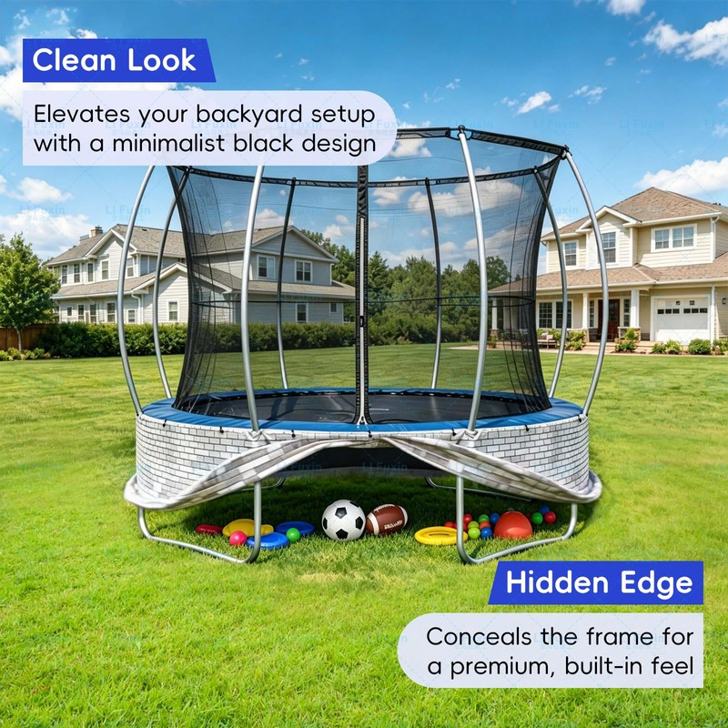 Trampoline Skirt,Suitable for 12ft and Larger Trampolines,Weather Resistant and Durable,Tool-Free