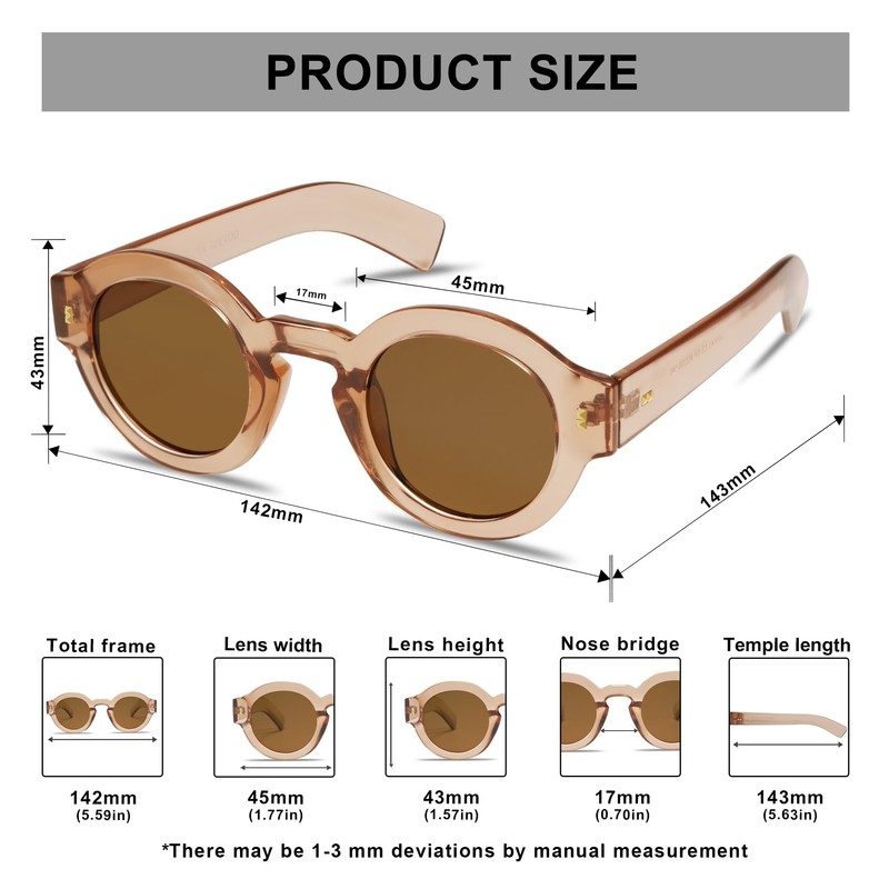 VANLINKER 2 Pack Vintage Round Polarized Sunglasses for Women Men