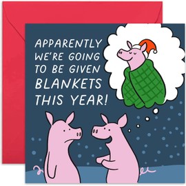 Old English Co. Pigs in Blankets Funny Christmas Card for Husband Wife - Hilarious Christmas Card Joke for Friends Family - Christmas Card for Bestie boyfriend Girlfriend Sister Brother