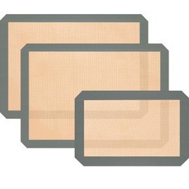 Silicone Baking Mat, 3 Pack Reusable Baking Sheet, Non-Stick ＆ Food Safe Silicone Mats for Baking for Making Cookies Macaroons Bread, Baking Supplies ＆ Accessories