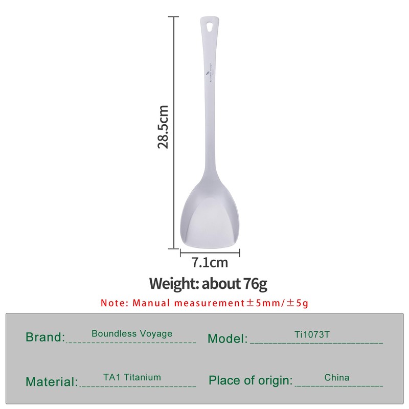 Boundless Voyage Titanium Spatula Food Turner Lightweight Food Grips Cooking