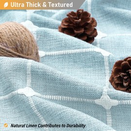 BTTN BTTN Extra Long Shower Curtain - 72x84 Inch Long Boho Chic Tassel Linen Fabric Shower Curtain Set with Hooks, Tall Modern Farmhouse Elegant Heavy Duty Cloth Shower Curtains for Bathroom - Fog Blue