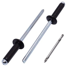 SKIR'CO Pack of 150 blind rivets painted 4.0 x 16 mm, aluminium pop rivets, drill included (jet black RAL 9005)