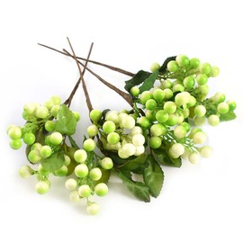 HUIANER Artificial Berries, 4pcs Artificial White Green Berry Lifelike Fruits Fake Berries for Bridal Bouquet Christmas Home Kitchen Decoration