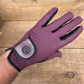 eGlove - eQUEST GripPro X-LITE Horse Riding Gloves - Lightweight, Breathable, Grippy Non-Slip Material - Comfort Mesh Back - Touchscreen Gloves (MERLOT - GLITTER CUFF, XS)