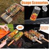 Outdoor BBQ Basket with Detachable Wooden Handle, Rolling BBQ Basket,