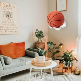 LOCZAR Basketball Holder Wall Mount 2 Piece Set, Men's Room Decoration Game Room Basketball Wall Decoration Men's Basketball Gifts, Basketball Stand Wall Mount, Boys Room Sports Decoration (White)