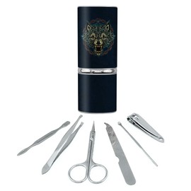 Fenrir Fierce Snarling Wolf In Chains Norse Mythology Stainless Steel Manicure Pedicure Grooming Beauty Care Travel Kit