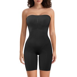 Hioffer Strapless Shapewear Bodysuit for Women Tummy Control Body Shaper Full Body Shapewear Under Dress Butt Lifter Shorts