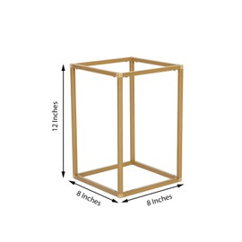 2 pcs 12-Inch Tall Gold Matte Metal Geometric Rectangular Stands Flower Vase Holders Wedding Party Home Centerpieces