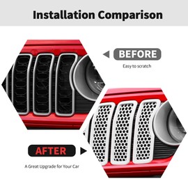 Front Grille Mesh Inserts Grill Decoration Exterior Accessories Compatible with Jeep Wrangler JL JLU & Gladiator JT 2024+,white