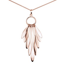 Materia KA-449 Women's Large Rose Gold Plated 925 Silver Drop Pendant with Chain, Sterling Silver