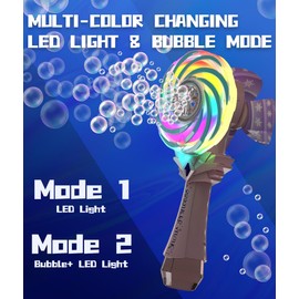 Rechargeable Bubble Wand - Bubble Machine for Kids with Color-Changing Lights & Windmill Lollipop Design - Gifts Toys Ages 3+ for Boys, Girls, Easter, Outdoor, Birthday, Party Use
