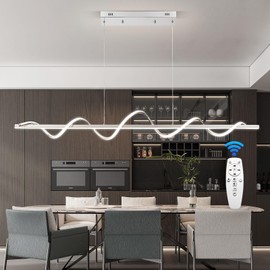 LED Pendant Lights, 3300k-6500K Adjustable Color Temperature Hanging Pendant Lighting, 56.29" Chandelier Dimmable with Remote Control, Aluminum Island Lighting Lamp Fixture for Dining Room,Office Bar