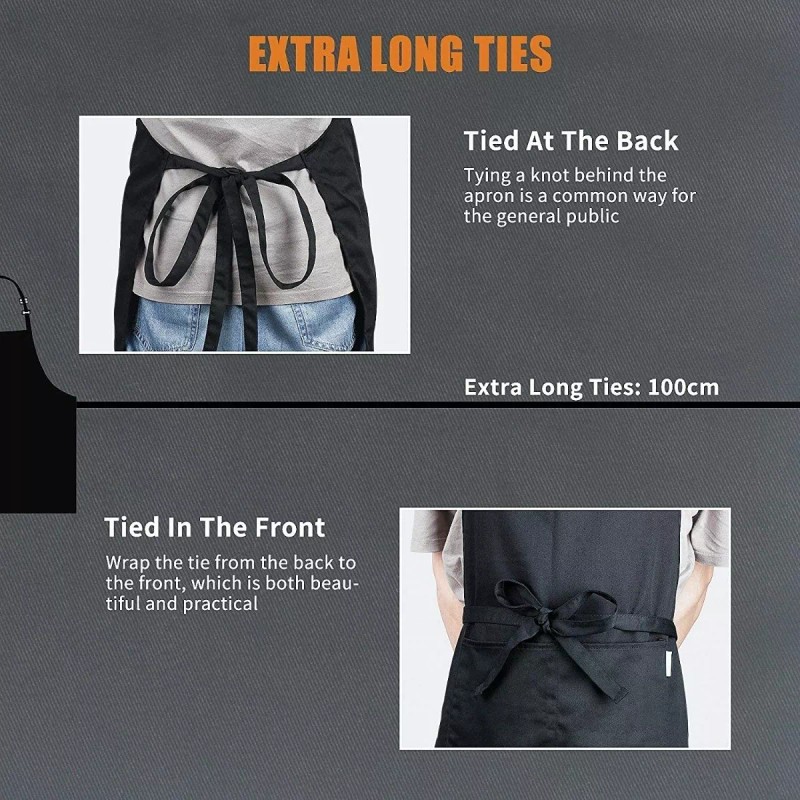 SANBREVE Mandil Delantal Para Chef Anti-agua Poliéster Algodón 2 Pcs