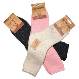 4 Pairs of Alpaca Socks, Wool for Men and Women, Warm Cuddly with Alpaca Wool, Thermal Fluffy Knitted Socks for Cold Weather, Pink/Beige/Black