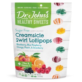 Dr. John’s Sugar Free Candy, Healthy Lollipops with Zero Sugar, Low Calorie Snacks, Keto Friendly Hard Candy Sweets, Creamsicle Swirl Oval, 60 COunt, 1 LB