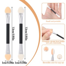 BOHUIZ 24 Pcs Sponge Eyeshadow Brushes, Double Sided Eye Shadow Brush, Eye Shadow Applicator Sticks, Disposable Eyeshadow Applicators Sponge Makeup Applicator for Eyes