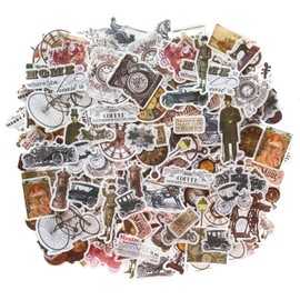 Vintage Washi Stickers for Journaling, Maxleaf 180PCS Retro Old Age Stuff Antique Stickers Scrapbooking Supplies for Laptop Decoration Diary Planners Journaling Crafts