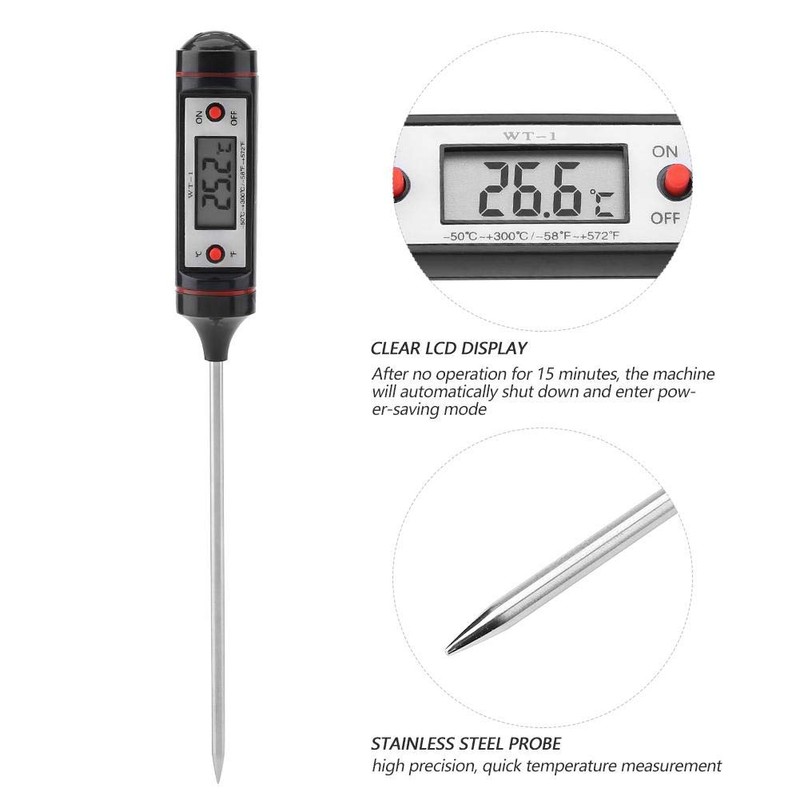 WT-1 Digital Thermometer with Long Probe, Kitchen BBQ Food Meat