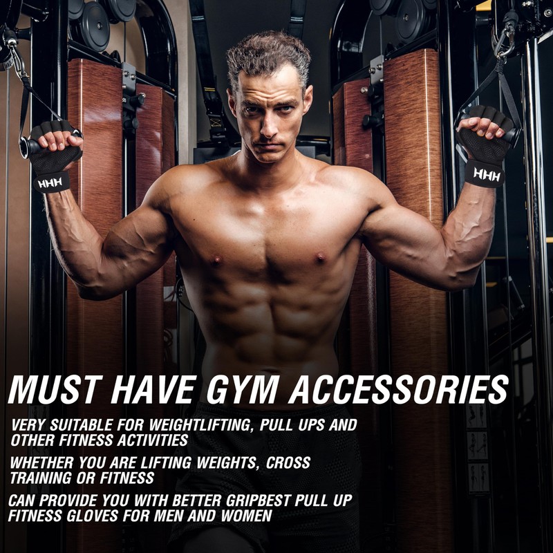 HHH Gym Gloves Weight Lifting Gym Gel padded Gloves strap