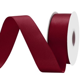 BVIEAKD 40mm Wide 45m Double Face Burgundy Satin Ribbon Fabric Ribbon for Gift Wrapping Very Suitable for Weddings Decoration Bouquet Balloons Arts Craft Sewing Hair Bow Invitation