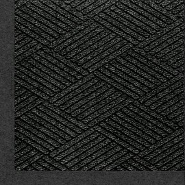 M+A Matting 2297 Waterhog Eco Premier Fashion PET Polyester Fiber Indoor/Outdoor Floor Mat, SBR Rubber Backing, 5' Length x 3' Width, 3/8" Thick, Black Smoke