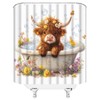 YSATNSFT Funny Highland Cow Shower Curtain Cute Calf in Bathtub
