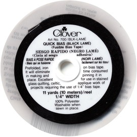 CloverQuick Bias Fusible Bias Tape, 1/4-Inch Wide by 11-Yard, Black Lame