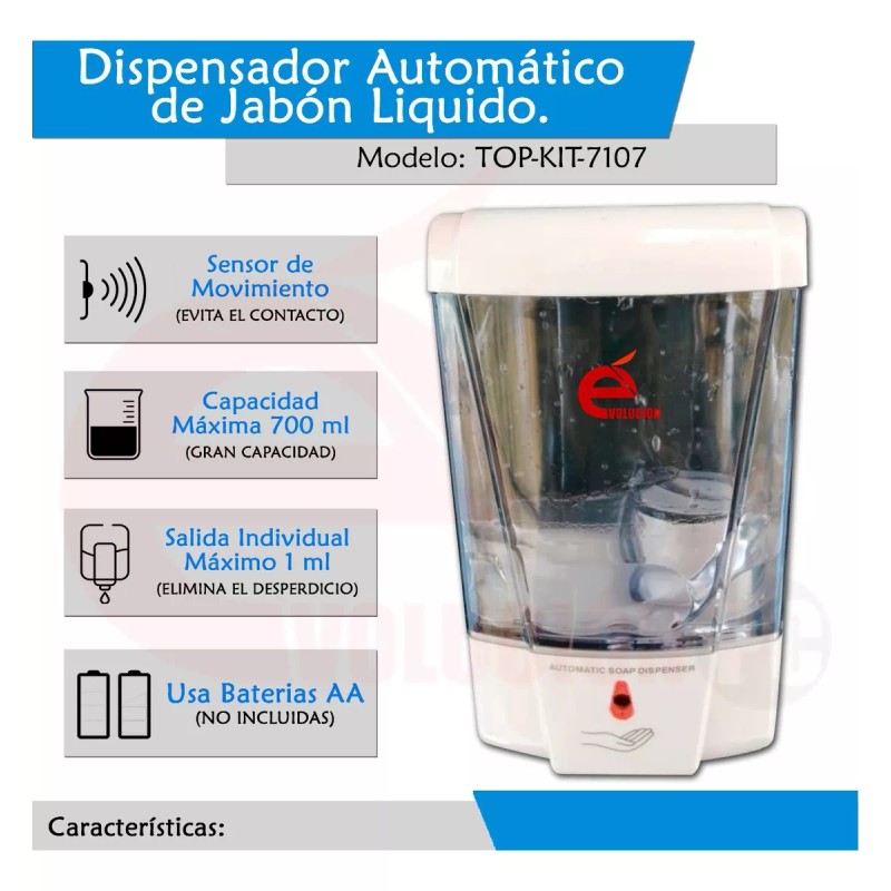 Seguridad Total Dispensador De Jabon Liquido Para Manos Automatico V1