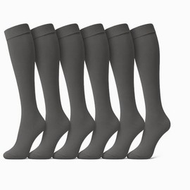 ZANGOC 6 Pairs Women&Girls Knee High Cotton Socks – Soft, Warm & Stretchy Long Stockings – Solid Colour, Thigh Grip, UK Size 4-6