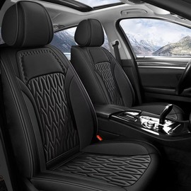AOMSAZTO Car Seat Cover Custom Fit for Volvo XC90 2003-2014 Car Seat Cushion Protector Waterproof Leather Automotive Seat Covers Full Set Black