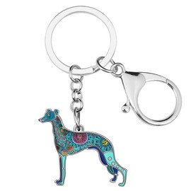 DOWAY Cute Whippet Dog Keychain Keyring Charm Whippets Gifts for Handbags Purses Car Keys Accessories (Blue)