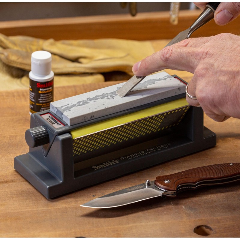Smith's 50448 6” Diamond Tri-Hone Stone Sharpening System - Grey