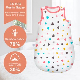 MOEMOE BABY 0.5 Tog Sleeping Bag Baby Sleeping Bag Muslin Sleeping Bag Summer Sleep Bag Toddler Sleeping Bag Sleep Sack Sleeveless Wearable Blanket for Girls Boys,Triangle,XL