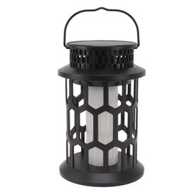 Solar Flickering Flame Lantern Outdoor Hanging Decorative Light 28 LED Hallow Out Waterproof for Garden Patio Yard Decor